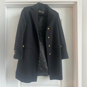 Zara Black Pea coat with Gold Buttons